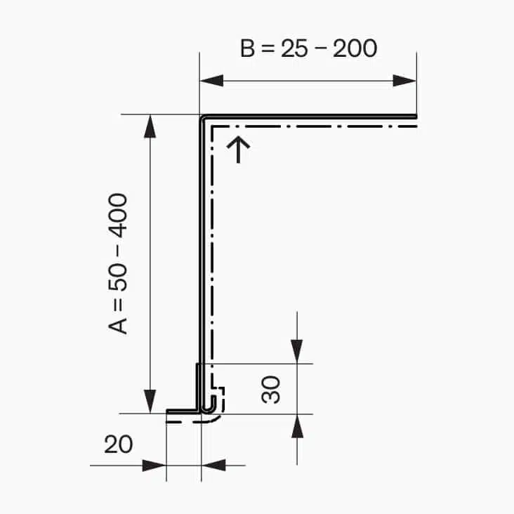 Krycí plech typ 1L pre vonkajšie žalúzie NEVA