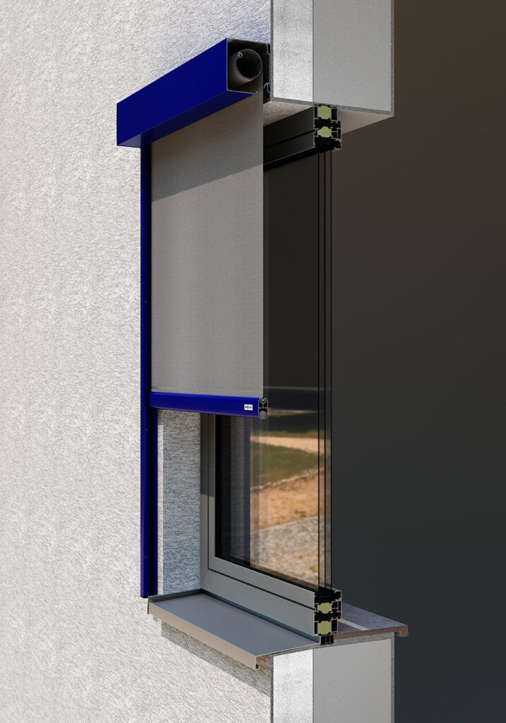 ZIP screenová roleta namontovaná na fasádu pred okno