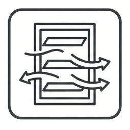 piktogram - vetranie cez žalúzie